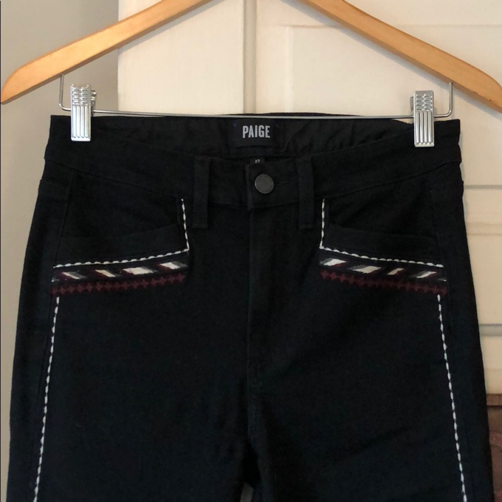 Paige Embroidery detailed black jeans size 27